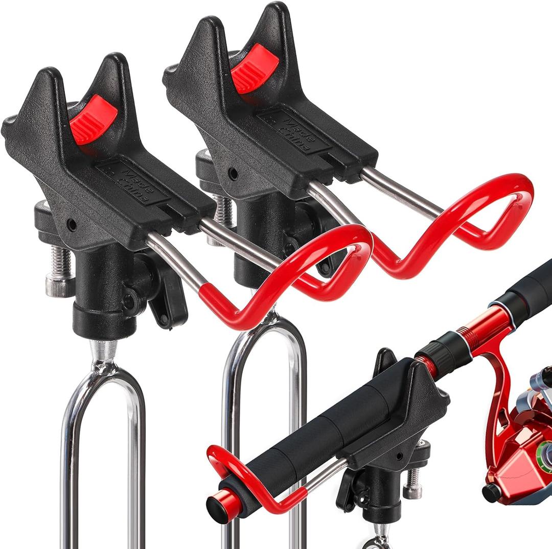 Nicunom 2 Pack Fishing Rod Holders - 360 Degree Adjustable Fishing Pole Rack Stand for Bank, Beach, Ground - Gifts for Men