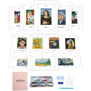 Minigem 12pcs Small Diamond Painting Kits Small Diamond Art Kits, Quick & Classic Mini Diamond Painting Kits for Beginners 1-Hour Painting, Postcard-Style Diamond Art Square Drill Pocket-Sized 5x7in
