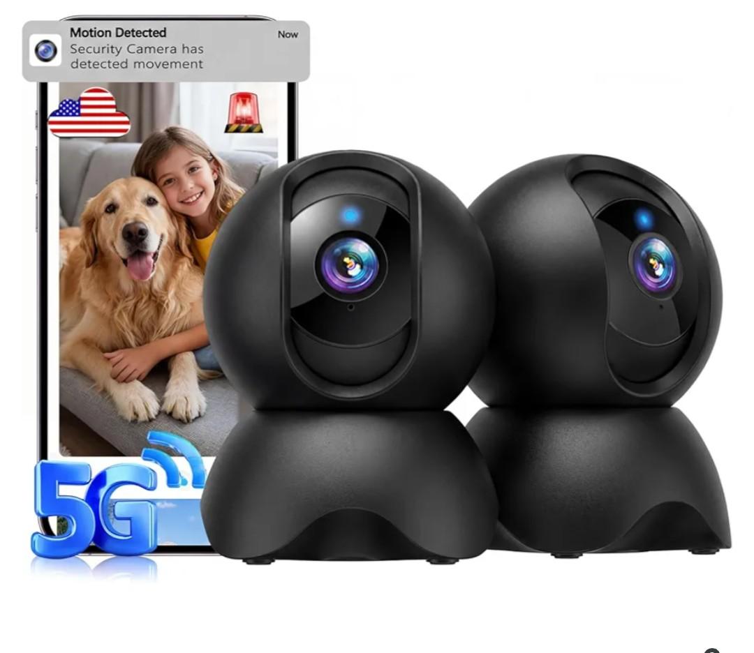 K 2.4GHz & 5GHz Indoor Security Camera, 2 Packs Pet/Dog/Baby Security Camera with Phone App, 360° Pan-Tilt WiFi Cameras for Home Security, 2-Way Audio, Night Vision, Auto-Tracking, Privacy Mode