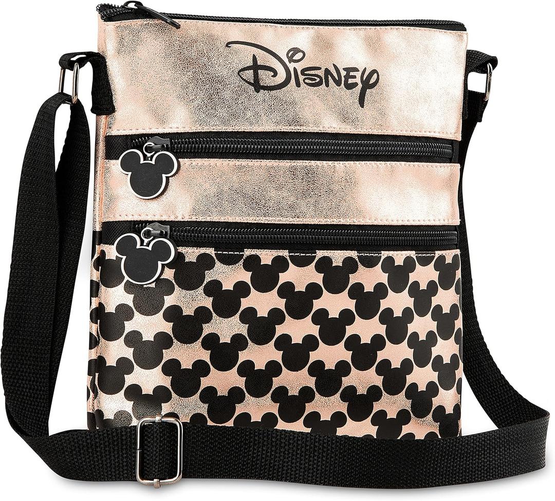 Disney Cross Body Bag for Women, Rose Gold Shoulder Bag Minnie and Mickey Mouse, Gifts for Women (Rose Gold)
