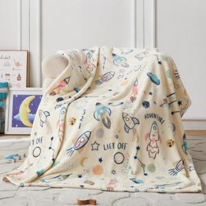 COOVA Kids Twin Blanket 60x80 Inch - Cartoon Fleece Throw, Toys for 2 3 4 5 6 7 8 9 10 11 12 Year Old Girl and boy Gifts, Soft Kids Blankets for Christmas Halloween Birthday Gifts,Dinosaurs Beige