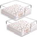 Rubtlamp 2 Pack Napkin Holder, Clear Acrylic Napkin Holder, 5.5x5.5x2.6 Inch Square Cocktail napkin holder, Plastic Napkins holder Great for Table Bathroom,Kitchen, Dinners for Mothers Day