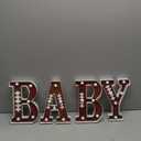 Realspring Baby Shower Sign Babe Marquee LED Letters Battery Operated Light up Centerpieces Glowing Home Table Party Decor for Boy Girl Gender Reveal Birthday, 8.26''(Football Baby, Brown)