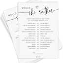 50 Would She Rather Bridal Shower Game Cards, Baby Shower Games, 50 Guests, Minimalist White