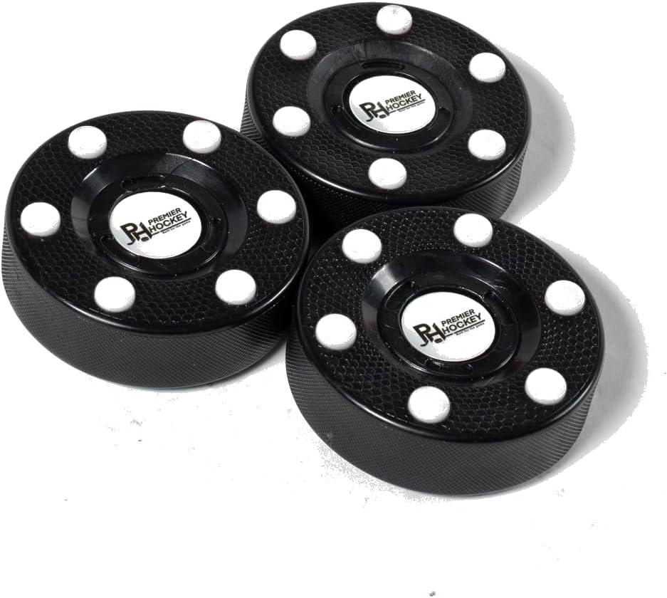 Premier Sports - 3 Pack Inline Hockey Pucks  Fast Glide with 6 Slider Dots, Crosshatch Design for Realistic Feel  Street, Roller and DEK Hockey