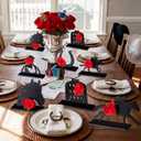 DoubleFill 10 Pcs Derby Decorations Wooden Horse Racing Table Centerpiece Sign Black Horse 3D Red Rose Horseshoe Wood Signs for Tabletop Desk Home Shelf Mantel Derby Party Tiered Tray Decor