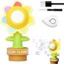 Sunflower Bubble Machine, Remote Control Flower Bubble Blower, with Music Colorful Lighting & Auto Rotation, Outdoor Indoor Kids Party Toy with Fixable Stand, for Toddlers 3+