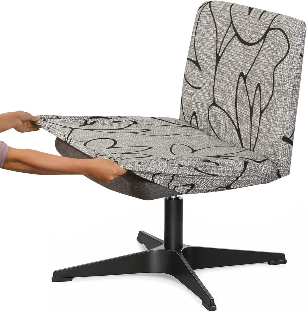 Liykimt Armless Criss Cross Office Desk Chair Cover Slipcover Accent Wide Seat Cover Swivel Task Vanity Slipper Mid Back Chair Computer Protector Stretchable Removable Without Arms(Gray Black) Liykimt Armless Criss Cross Office Desk Chair Cover Slipcover Accent Wide Seat Cover Swivel Task Vanity Slipper Mid Back Chair Computer Protector Stretchable Removable Without Arms(Gray Black)