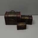 Juvale Wooden Treasure Chest Set - 3 Nesting Boxes, Brown Floral - Decorative Storage & Jewelry Box with Hinged Lid, Vintage Antique Decor