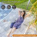 JoyView Traditional Rope Double Hammock - Hand Woven Polyester Hammock with Hardwood Spreader Bar 450lb Capacity for Outdoor Indoor Patio Yard - White