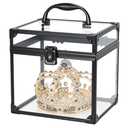 FRENESSA Portable Makeup Case Clear Crown Box Cosmetics Display Case Toiletry Organizer Box Transparent Acrylic Artists Train Case Travel Makeup Tools Storage for Vanity Bathroom Counter Dresser Case