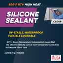 Rutland 500F RTV High Heat Silicone Sealant Clear, USA-Made High Temperature Gasket Maker Adhesive - UV Stable, Oil Resistant & Non-Corrosive