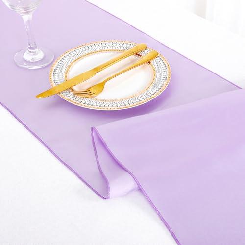 ShinyBeauty Light Purple Table Runner 10 Pack 12X108-Inch Birthday Runners Lavender Satin Table Runner Wedding Party Decorations Satin Table Runners 108 Inches Long Soft Silk Table Runner