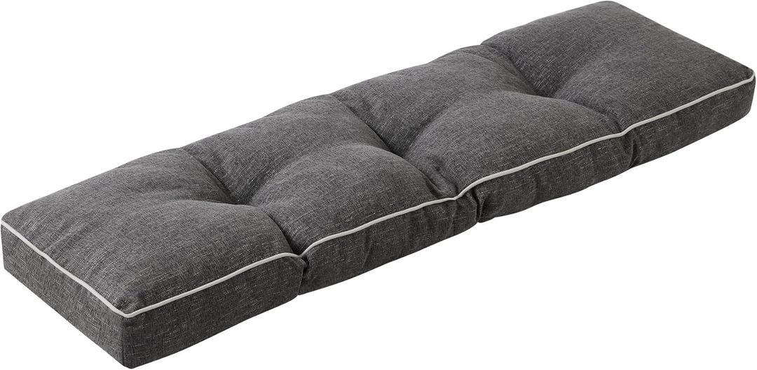 IPYNBAP Bench Cushion, 42 x 16 Inch Patio Furniture Cushions with Durable Ties, Soft Memory Foam Bench Cushions for Indoor/Outdoor Furniture with Non-Slip Bottom, Kitchen&Dining, Dark Grey