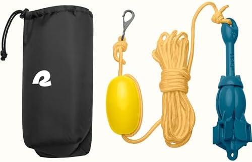 Retrospec Mainstay 3.5 lbs Folding Grapnel Anchor Kit with 26FT Rope, PP Buoy, Water Resistant Travel Bag and Rust Resistant Snap Hook & Anchor for Inflatable Paddle Boards, Docks & Kayaks