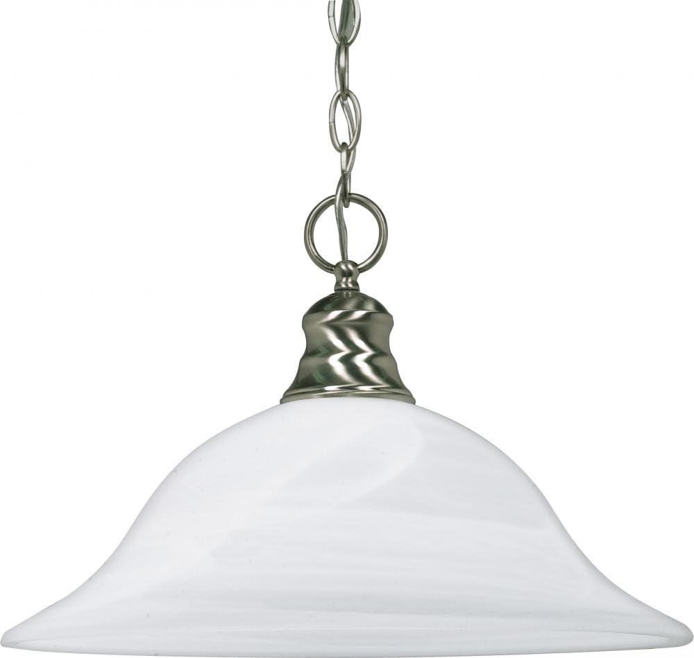 NUVO 60/390 One Light Pendant, Brushed Nickel/Alabaster Glass, 16 in.