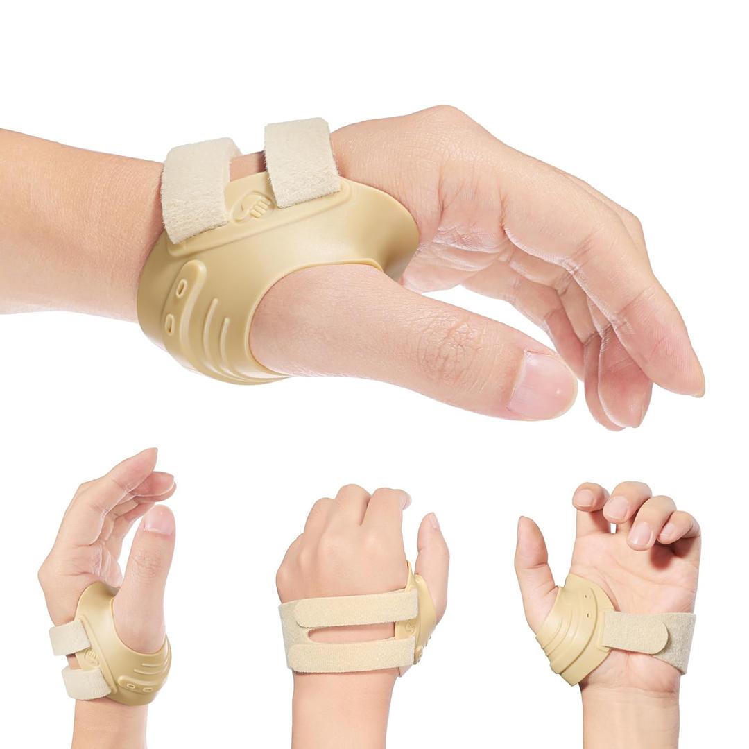 AKSO MEDICOS CMC Thumb Brace - Comfortable Thumb Splint for CMC Joint Pain, Osteoarthritis, Tendonitis, Arthritis, CMC Joint Thumb Arthritis Brace for Women & Men (Left Hand, Small, Beige)