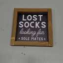 pechpell Lost Socks Laundry Sign, 6 Inch Wooden Funny Laundry Room Signs Wall Decor Art Framed, Rustic Farmhouse Bathroom Shelf Cabinets Table Desk Accessories Home Decorations