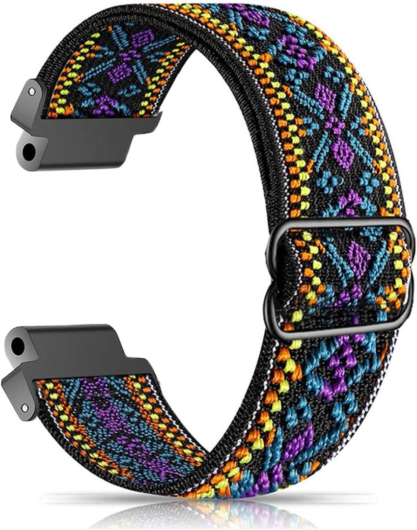 Compatible with Garmin Forerunner 235 Bands for Forerunner 220/230/620/630/735XT/235 Lite Approach S20/S6/S5 Women Men,Adjustable Stretchy Solo Loop Elastic Nylon Sport Strap for SmartWatch Replacement
