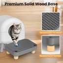Litter Box Step, Litter Box Ramp/Catcher with Wooden Base, Anti-Tracking & Easy to Clean, Ideal for Small & Elderly Cats (Dark Grey)