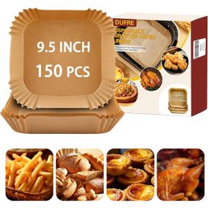 150Pcs Air Fryer Paper Liners 9.5 INCH [ Fit 5-10 QT] Parchment Paper,Disposable Square Paper for Air Fryer Non-stick Oil-proof Waterproof for Baking,Microwave,fathers day for dad