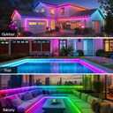 16.4FT Ws2812 RGB+IC LED Strip Lights IP68 Outdoor Waterproof, 5V USB Powered, Music Sync Bluetooth APP/RF Remote Control Lights for Balcony,Deck,Camping,Garden,Bedroom Decor