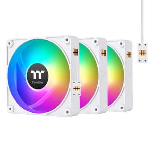 Thermaltake CT120 EX ARGB Reverse PC Cooling Fan White (3-Fan Pack), Magnetic Connection, 5V Motherboard Sync, 16.8 Million Colors 9 Addressable LEDs, 120 mm Case/Radiator Fan, CL-F194-PL12SW-A (Snow)