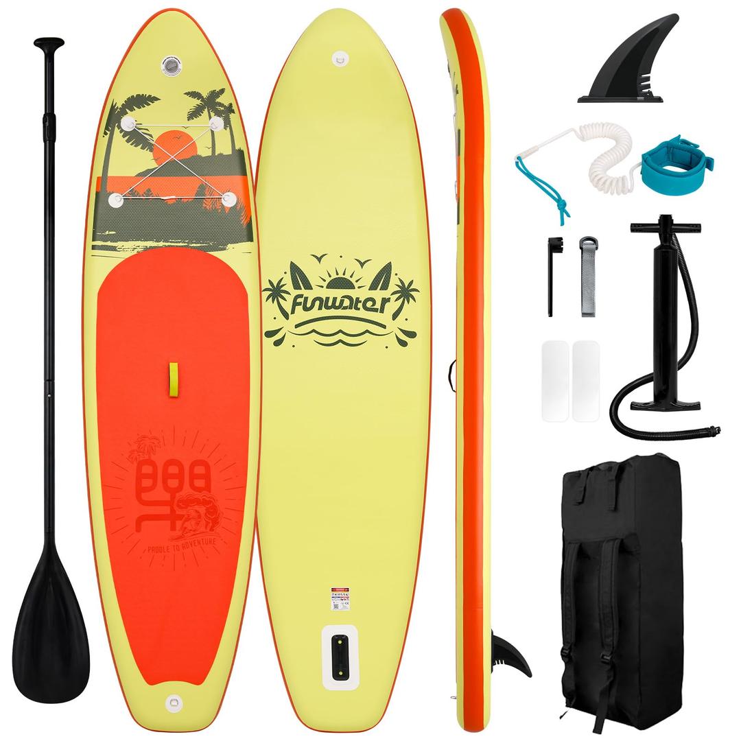 FunWater Inflatable Stand Up Paddle Board with Beginners SUP Accessories, Size: 11' x 33" x 6"