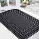 Buganda Front Door Mat Indoor Outdoor Entrance, Non-Slip Natural Rubber Doormats, Easy Clean, Low Profile, Dirt Trapper Entryway Floor Mats for Outside, Garages and Patios, 36x24, Light Grey