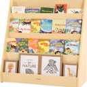 Kids Bookshelf for Toddlers and Babies, Wooden Montessori Bookshelf for Kids Room, Baby Book Shelf with Storage for Nursery, Classroom, Playroom (Large)