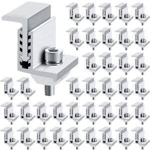 Zhengmy Solar Panel End Clamp Mounting Z Bracket Mid Clamps Aluminum Rail End Clamps Clips Adjustable Panels Grounding Gutter Kit for Pv Mounting System Install Hardware Fasteners Accessory(40 Pack)