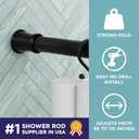 Zenna Home Tension Shower Curtain Rod, No Drill Adjustable Tension Curtain Rod for Bathroom, Rust Resistant, Easy Install Expandable Shower Curtain Rods, 26 to 76 Inches, Matte Black