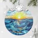 Stained Glass Ornament, Christmas Ornaments, Christmas Decorations for Tree, Holiday Decor, Holiday Party Gifts, Sunrise Lover Gifts, Gift Ideas & Xmas Gift - Sunrise On The Beach
