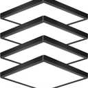 12 Inch 24W Flush Mount Square LED Ceiling Light, 3000K/4000K/6000K Adjustable Flush Mount Light Fixture, 2800LM Bright Flat Ceiling Light Fixtures for Bedroom, Kitchen, Hallway (Black-4 Pack)