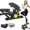 ZIWWVY Stepper Machine with Resistance Bands, Mini Stepper with 300LBS Weight Capacity, Twist Stepper for Full Body Workout, Adjustable Step Height, Smooth and Quiet, Step Machine for Men Women