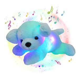 Glow Guards 15'' Blue Musical Dog Plush Soft Stuffed Animal Puppy with LED Night Lights Christmas Children's Day Birthday Gifts for Toddler Kids