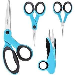 Premium sewing Scissors Bundle, Perfect Sewing Partners, Sharp and Durable, Comfortable Handle, Contains 9Fabric scissors, 5Detail Scissors, 3.9Embroidery Scissors, 4.8Thread Snips (Blue)