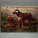 Crmotu Framed Wall Art Prints, Still Life Dogs Vintage Decor Paintings, Meadow Golden Retriever Animal Canvas Pictures, Retro Rustic Home Decor Living Room Bedroom Kitchen Aesthetic Artwork 20x30 In