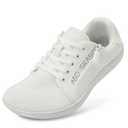 SKASO Womens Walking Shoes Barefoot Shoes Wide Toe Comfortable Minimalist Shoes Zero Drop for Gym Fitness Weightlifting White Size 6.5 Wide