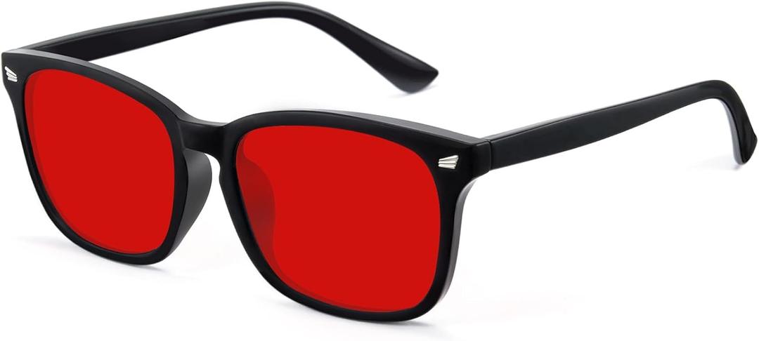 Red Lens Glasses Blue Light Glasses Men Women - 99.9% Blue Green Blocking for Computer, Gaming, TV, Phone Screens