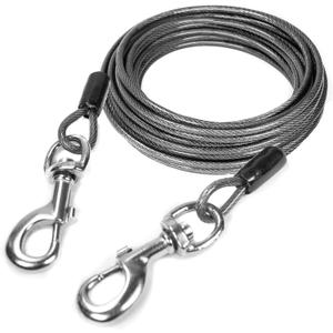 Mighty Paw Heavy Duty Dog Tie Out Cable - Come In 2 Thicknesses - Perfect For Large & Small Dog - Provides Off-Leash Feel With Total Control - Strong Braided Steel Cable For Durability - Weather Proof (Standard | Dogs 0 - 60 lbs, Black)