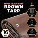 18' x 24' Super Heavy Duty 16 Mil Brown Poly Tarp Cover - Thick Waterproof, UV Resistant, Rip and Tear Proof Tarpaulin with Grommets and Reinforced Edges - by Xpose Safety