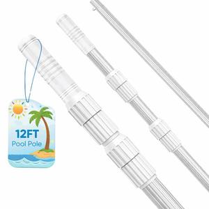 WXFANA 15FT Telescopic Pool Pole, Pool Skimmer Pole Heavy Duty, Adjustable 3 Piece Expandable Step-Up, Universal Pole for Skimmer Nets, Rakes, Brushes, Vacuum Heads Cleaning.