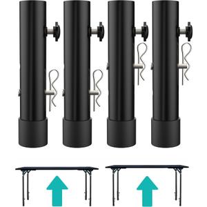 Table Leg Extenders for Folding Tables Straight/Bent Leg,Heavy Duty Folding Table Leg Risers/Extensions,2 Levels/Heights Adjustable Table Risers-Ideal for Improving Your Back Pain(4-Pack)