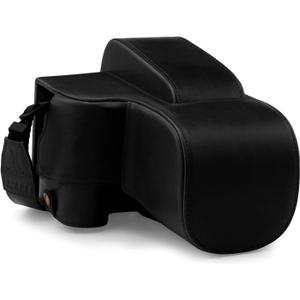 MegaGear MG1877 Ever Ready Leather Camera Case compatible with Nikon Coolpix P950 - Black