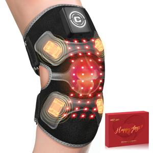 Upgraded Red Light Therapy Knee Brace - Cordless 5000mAh Knee Massager with 4 Vibration Areas, 660nm&850nm, Near Infrared Red Light Therapy Heated Device for Knee Elbow Shoulder Pain