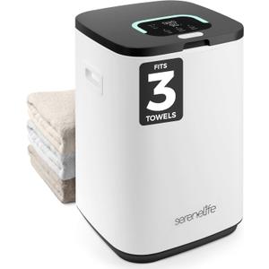 SereneLife Towel Warmer Bucket - Compact 23L Bathroom Towel Heater with Essential Oils Disc Holder, Adjustable Timer, Auto Shut-Off, Power Cord Storage & LED Display, Fits 2 Oversized Towels (Black)