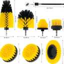 8 Pcs Drill Brush Attachment Set, Power Cleaning Scrub Brush Kit with Extend Long Attachment, All Purpose Drill Scrub Brushes for Car, Grout, Floor, Tub, Bathroom and Kitchen (Yellow)