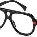 FEISEDY Stylish Reading Glasses for Woman Men Trendy Retro Double Bridge Readers B0287 (Black)
