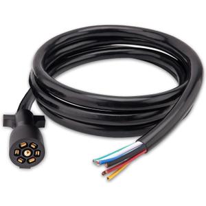 Aila Heavy Duty 7 Pin Trailer Wiring Harness, 6ft 7-Way Plug Cable for Brake & Light Control, Ideal for RVs, Trailers, Campers, and Towed Vehicles [10-14AWG]